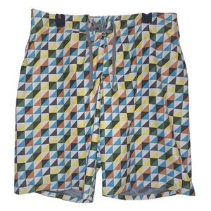 Old Navy Men's Size Large Geometric Swim Trunks Board Shorts Vacation Resortwear